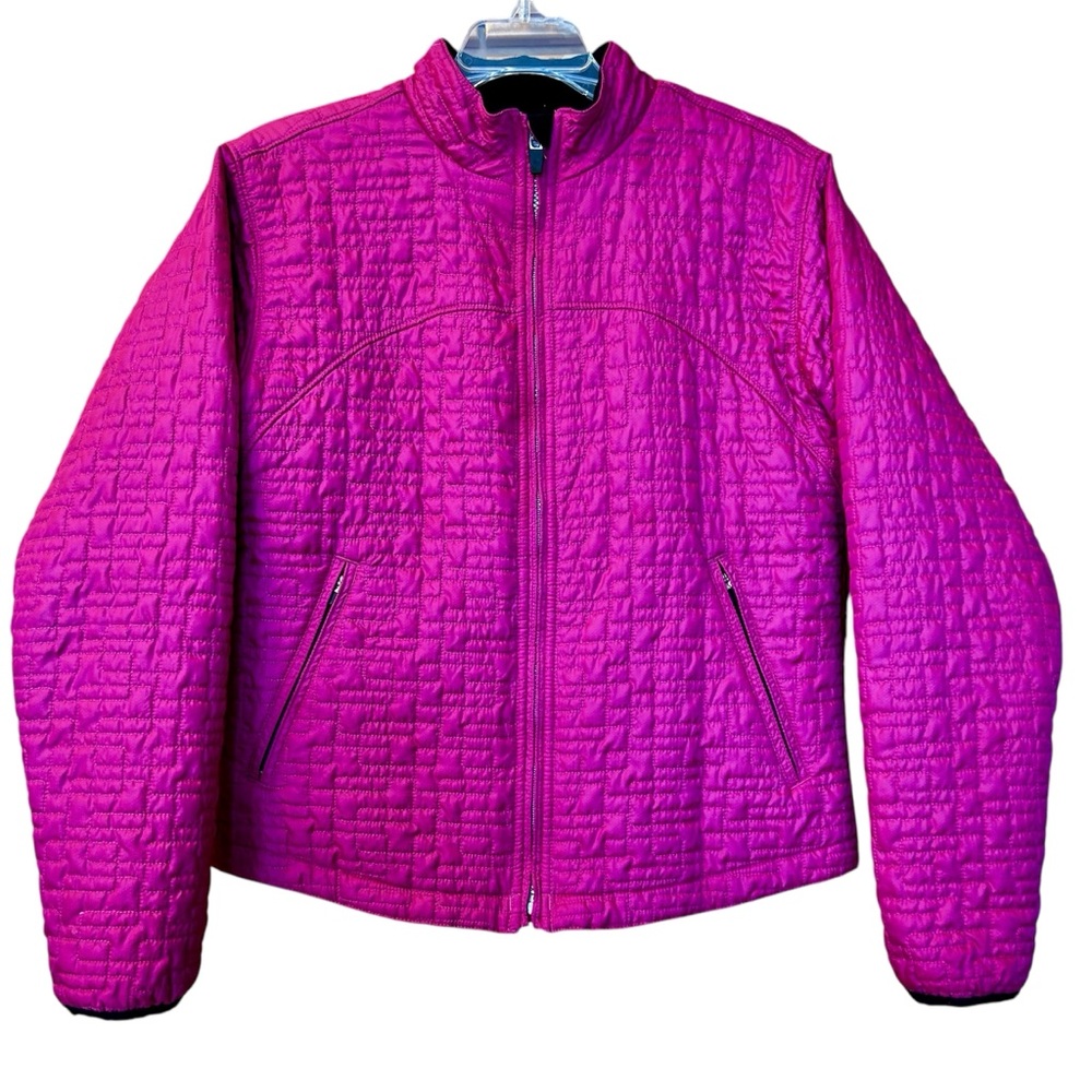 Obermeyer Zip Up Quilted Jacket Fleece Lined Sz 10 Pink
